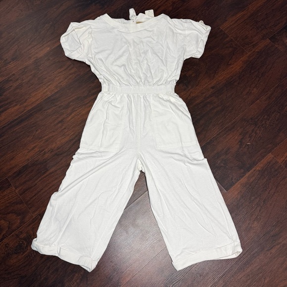 FREE PEOPLE Frankie One-Piece Ivory Short Sleeve Jumpsuit Cropped Small NwT - Picture 1 of 15